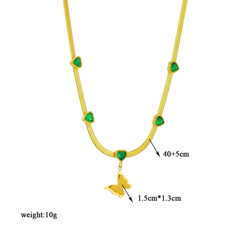 DIEYURO 316L Stainless Steel Butterfly Moon Lock Blue Eyes Pendant Necklace For Women Multilayer Choker Jewelry Gift - Simples Market
