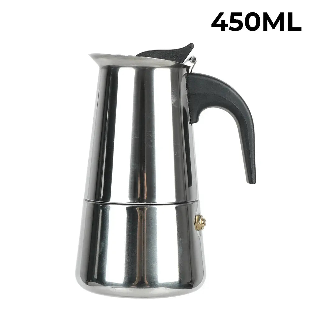 ItaliaBrew Moka Pot Portable Octagonal Stainless Steel Espresso Maker For Rich Italian Coffee