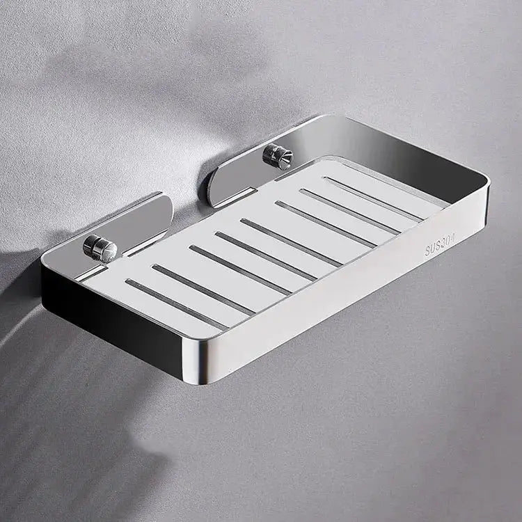 304 stainless steel bathroom shelf with wall-mounted brackets for soap and sponge storage