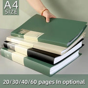 Simples Market A4 side-loading folder binder with dividers; transparent green/cream, four-pack, 20/30/40/60 pages option