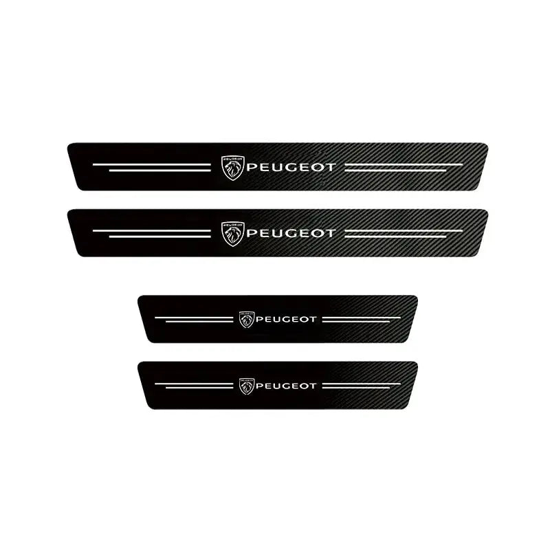 Peugeot door sill protector set, carbon fiber look, 4-piece.