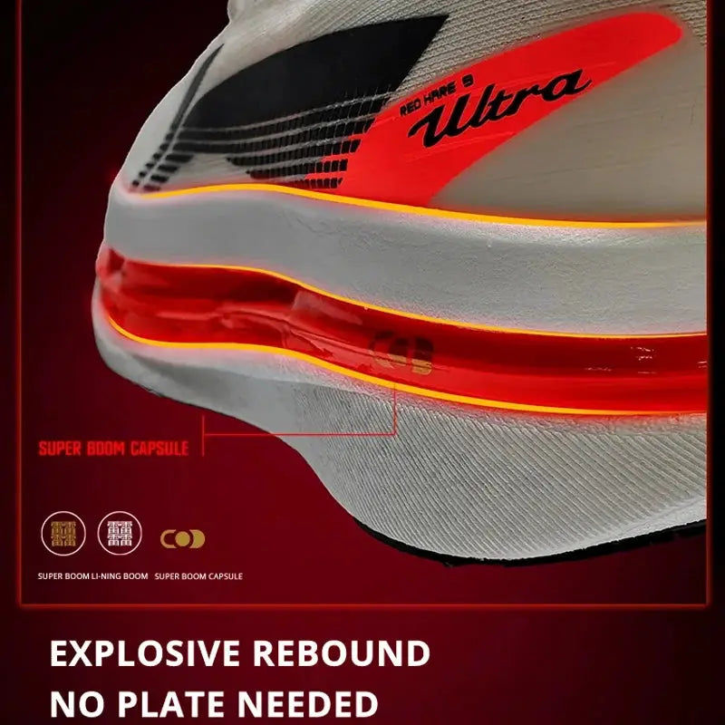 Li-Ning Red Hare 9 Ultra racing shoes; white with bright red-orange midsole glow