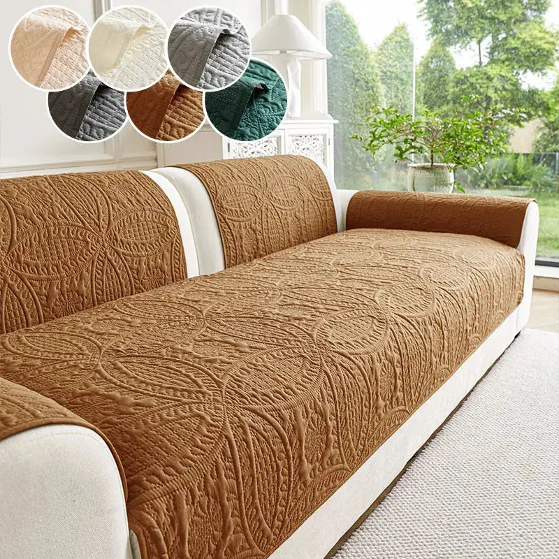 Sofa cushion cover 1pc by Simples Market, brown quilted pattern, anti-slip, all-season.