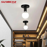 Minimalist black E27 ceiling lights, 2-globe Nordic retro iron fixtures by SunmeiYi Lighting