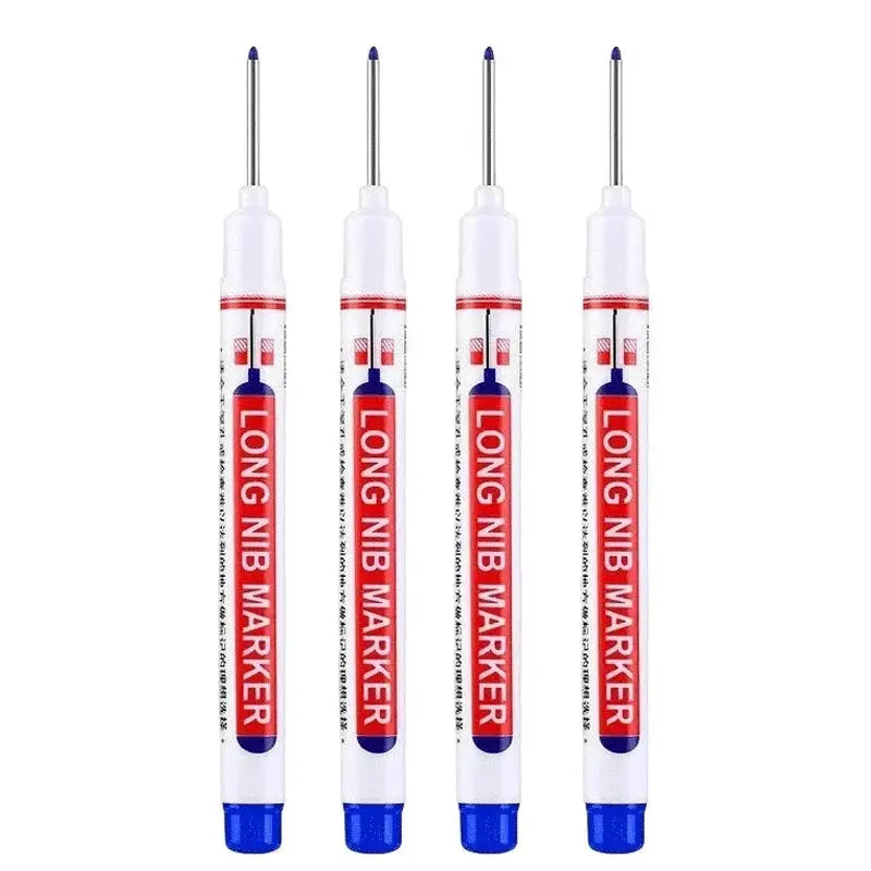 4Pcs Long Nib Marker set with blue caps, white bodies and red labels