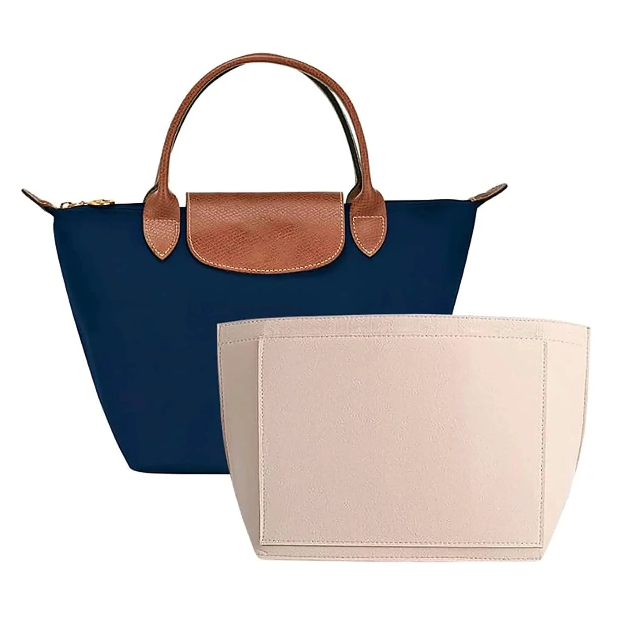 LuxLiner Felt Insert Bag for Longchamp Handbags Premium Purse Organizer Travel Makeup Essentials