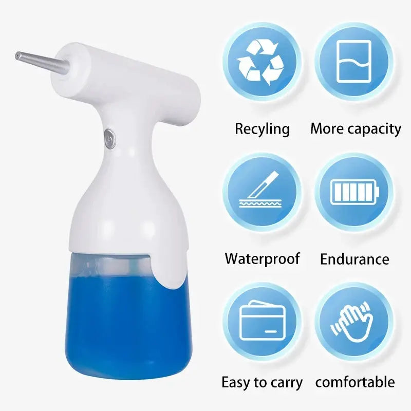 Simples Market HOMEFISH electric foam dispenser gun, white body with blue reservoir for shampoo and face wash