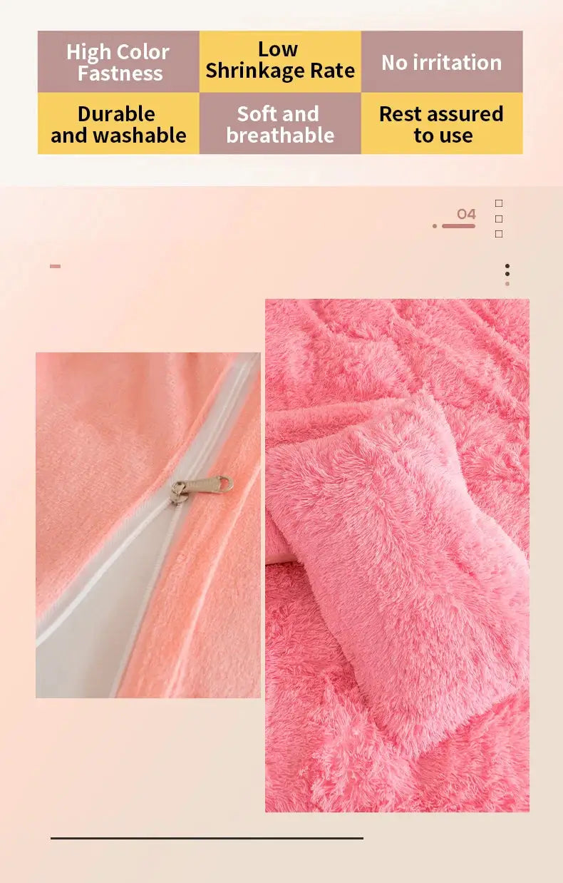 Simples Market 3-Piece Plush Duvet Cover Set in pink plush fabric