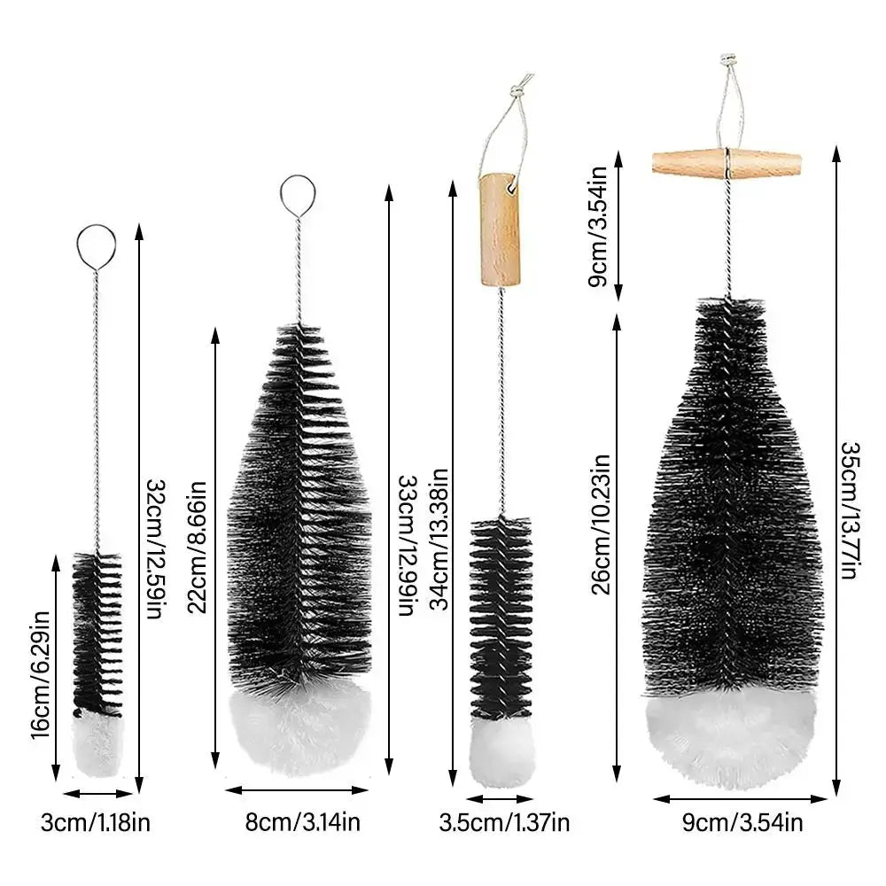 Simples Market 5-piece SodaStream bottle brush set with beechwood handles for glassware and bottles
