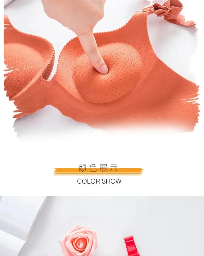 Extreme Push-Up Bra by Simples Market, orange wireless double-cup with 8cm thick padding.