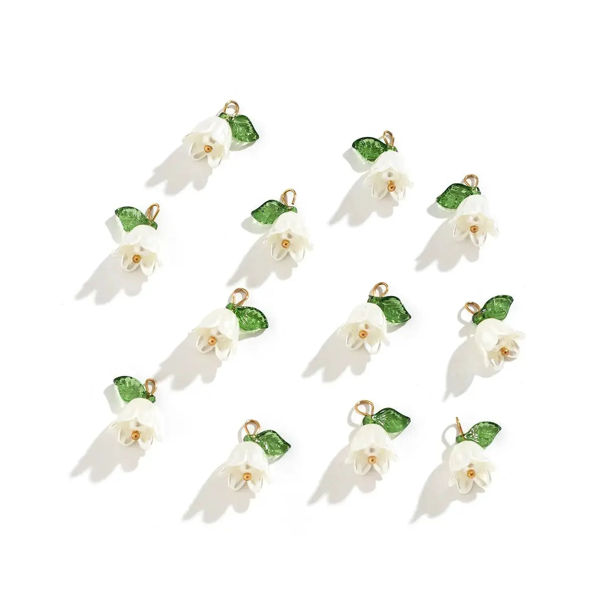 10 Piece Imitation Pearl Bell Orchid Pendant Set With Stereoscopic Leaf And Flower DIY Necklace Bracelet And Earrings