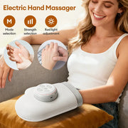 Electric hand massager glove with air-pressure kneading, gray sleeve and circular control pad