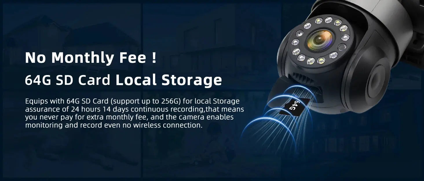 Simples Market outdoor WiFi security camera with 4 lenses, PTZ 360° view and 16x zoom, black