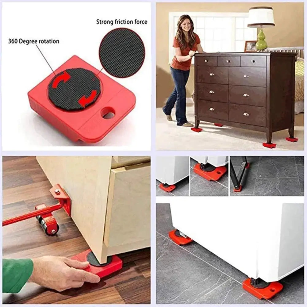 Heavy Duty Furniture Mover With Wheels Ergonomic Handle Lifter And Slides Kit For Carrying And Moving