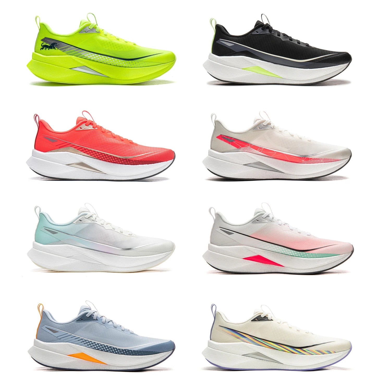 Li-Ning Red Hare 9 Pro racing running shoes in 6 colorways (neon lime, black, coral, gray-pink, teal, cream)