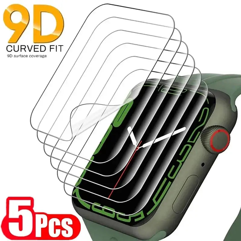 Simples Market 5pc hydrogel film for Apple Watch, 9D curved fit, fits 38–49mm
