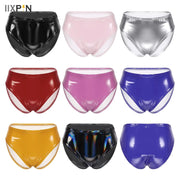 Womens wet-look patent leather briefs in assorted colors (9-pack) Simples Market