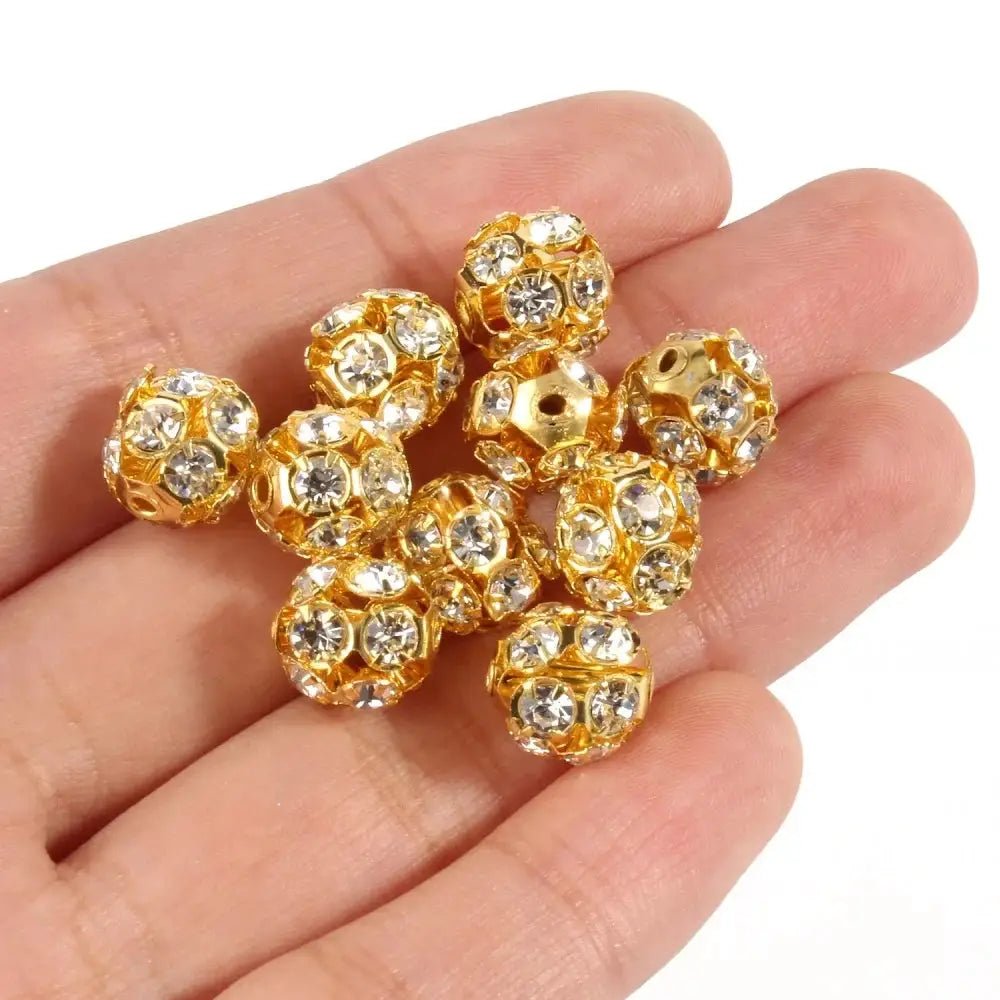 50Pcs 6mm AB Color Metal Crystal Beads Rhinestone Ball Shape Loose Beads for Jewelry Making DIY Bracelet Accessories - Simples Market