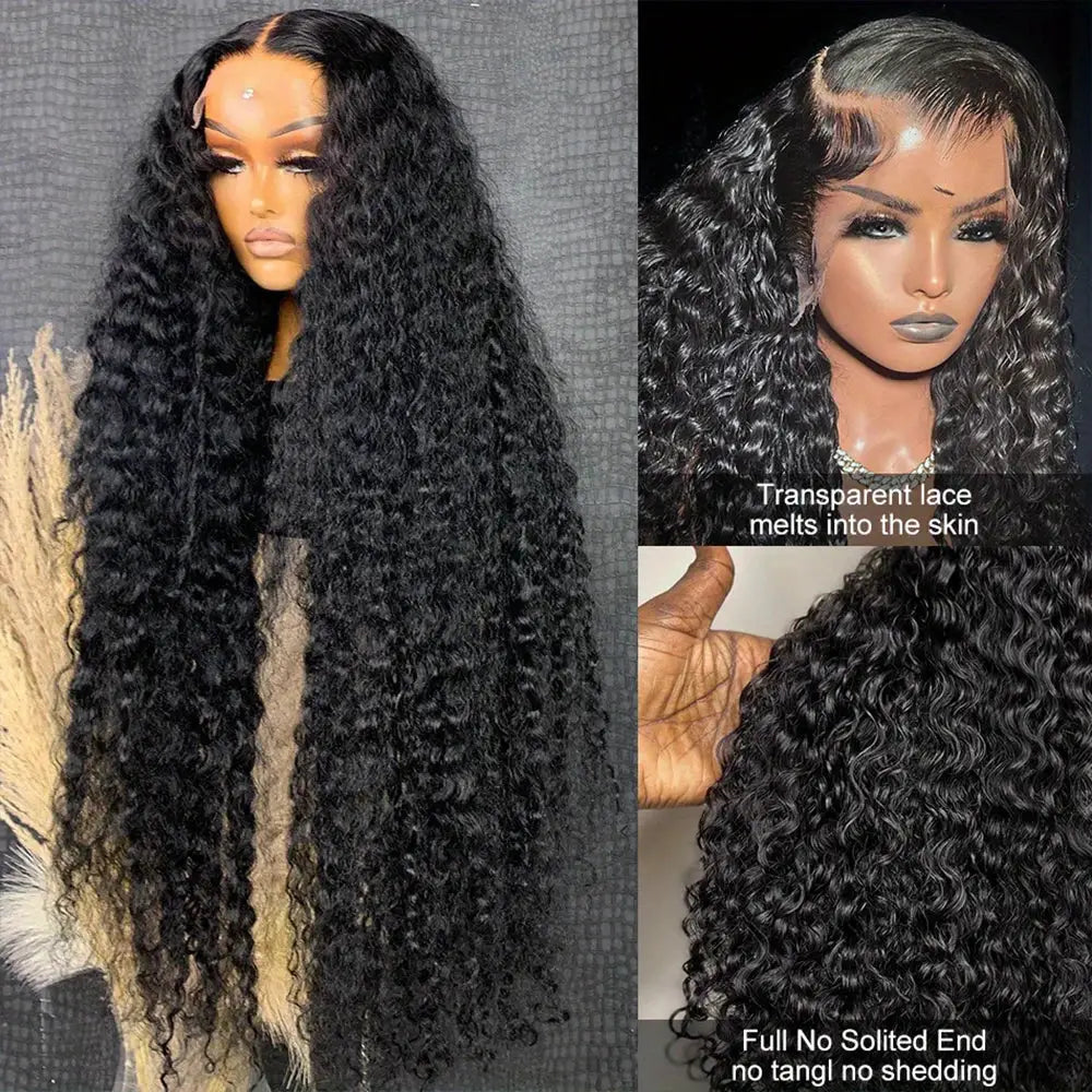13X4 13X6 Water Wave Curly Human Hair Lace Front Wig Deep Wave HD Lace 30 Inch On Clearance Sale