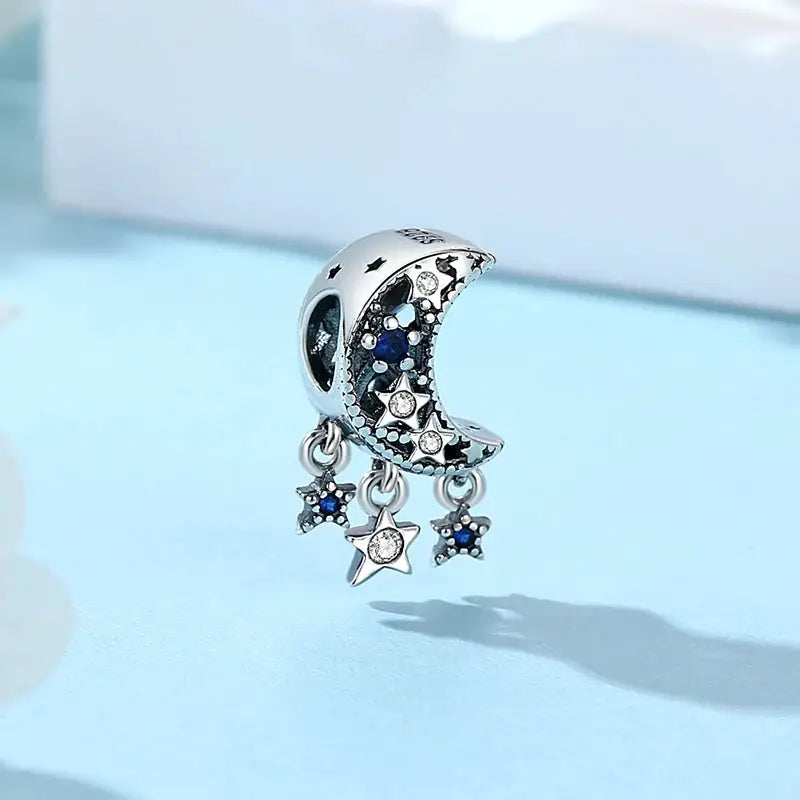 925 Sterling Silver Charms For Original Bracelets Star Moon Sun Spaceman Zircon Pendant Beads For DIY Women Necklaces