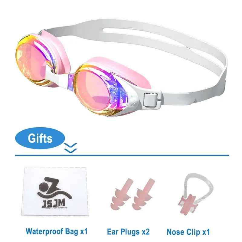 JSJM Professional Anti Fog Swimming Goggles For Adults UV Protection Adjustable Silicone Fit Unisex Design Men Women