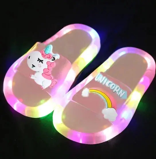 Children's Lighted Unicorn Slippers Cartoon Animal Prints for Boys and Girls Kids Toddler Shoes