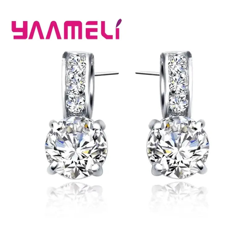 925 Sterling Silver Bridal Jewelry Set With Cubic Zirconia Pendant Necklace And Stud Earrings For Women And Girls