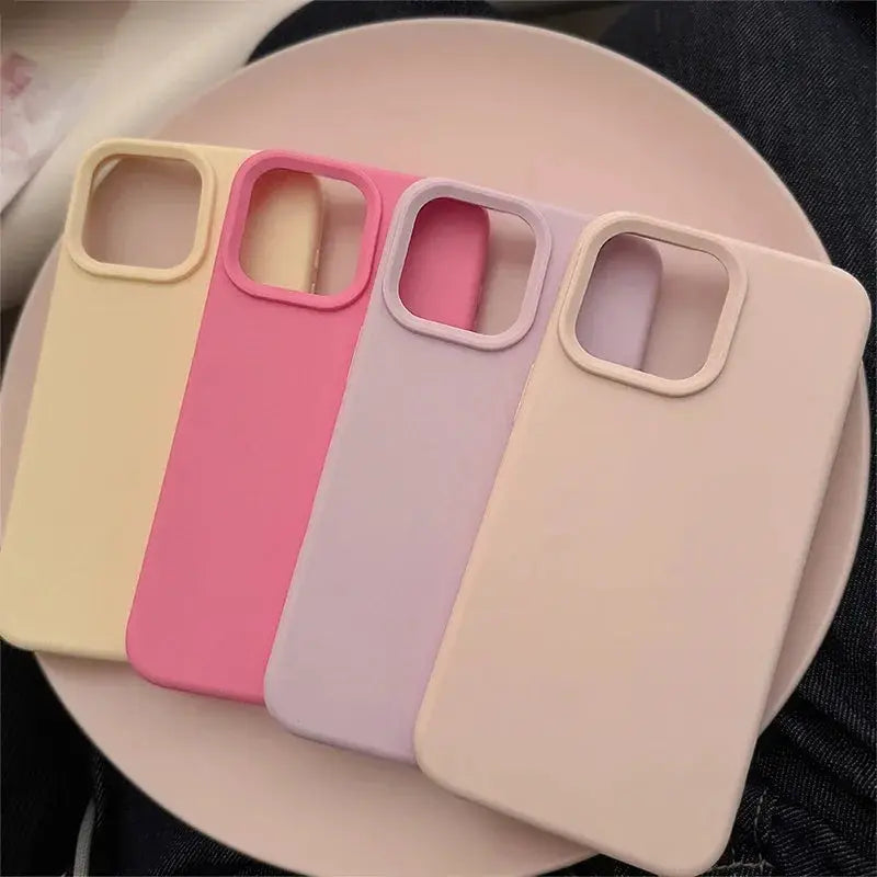 Dopamine Silicone Solid Color Phone Case For iPhone 11 Through 17 Pro Series Minimalist Durable Back Cover