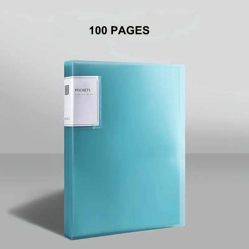 Data Book A4 transparent insert folder, turquoise blue, large-capacity office storage