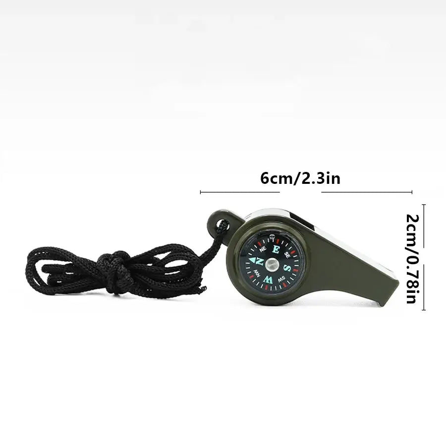 High Decibel Emergency Rescue Whistle With Compass And Thermometer Keychain For Camping Hiking And Outdoor Activities