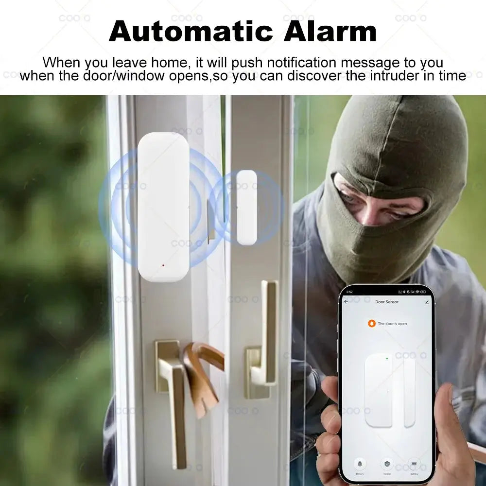 Simples Market Zigbee door/window contact sensor set of two, white wireless sensors compatible with Smart Life app