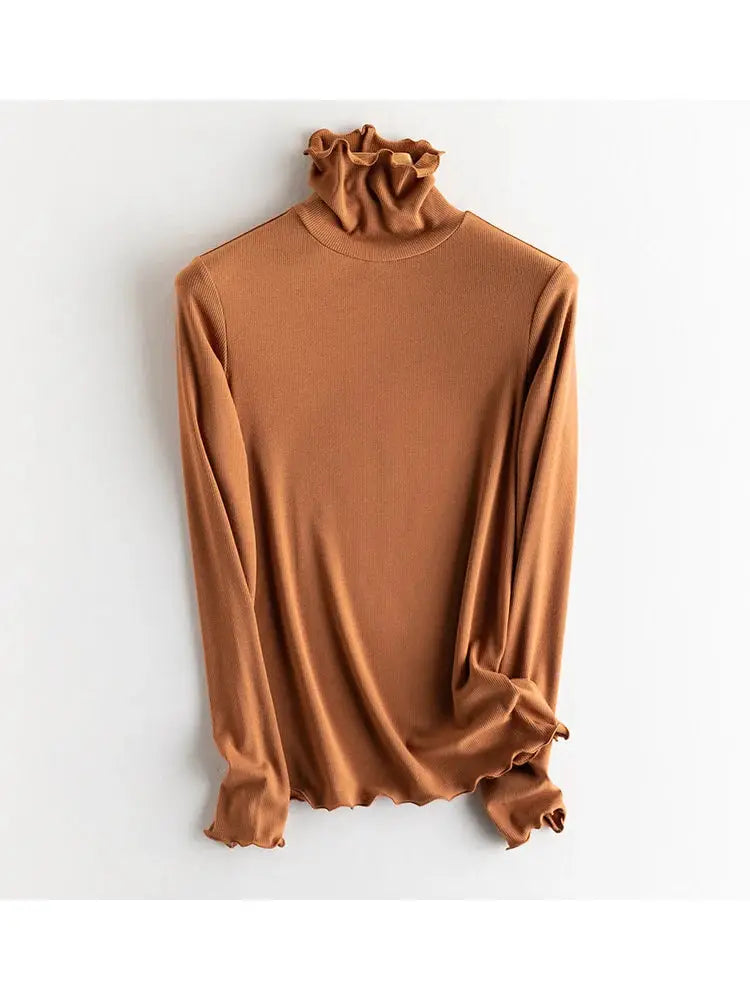 SuyaDream Women Silk Viscose Thermal Base Layer Top With Turtleneck For Warmth And Style