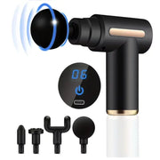 Portable Fascial Massage Gun Percussion Massager With LED Touch Screen And Four Heads For Tissue Relaxation