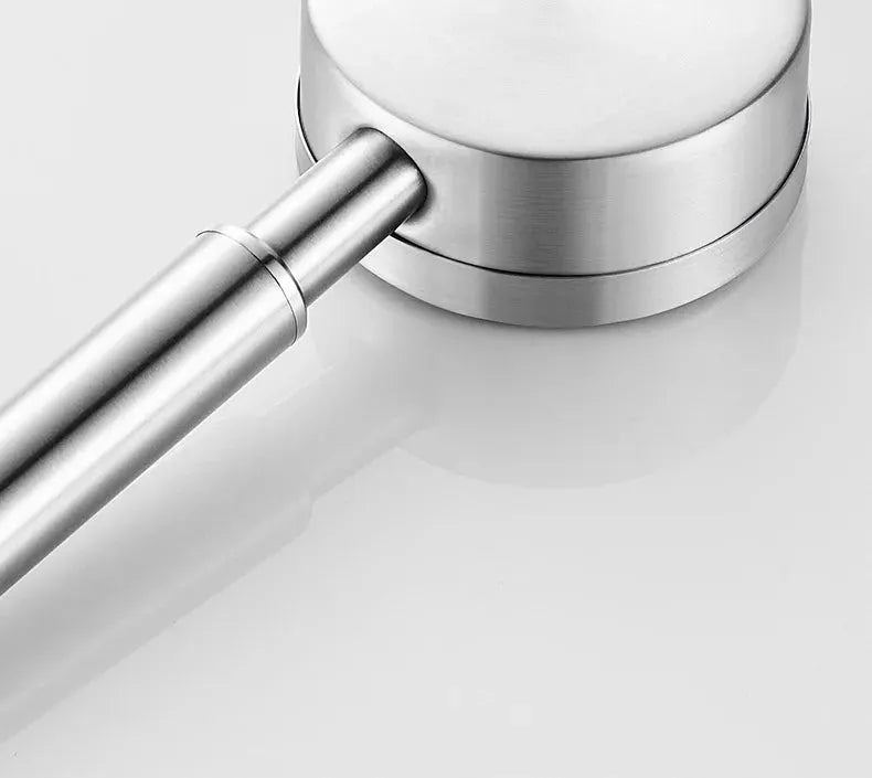 SUS 304 stainless steel handheld shower head with brushed silver finish and metal connector