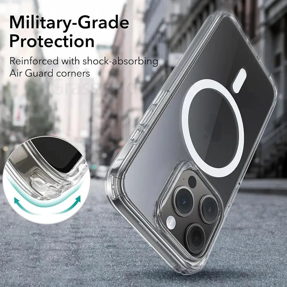 Transparent MagSafe iPhone case by Simples Market with circular MagSafe ring