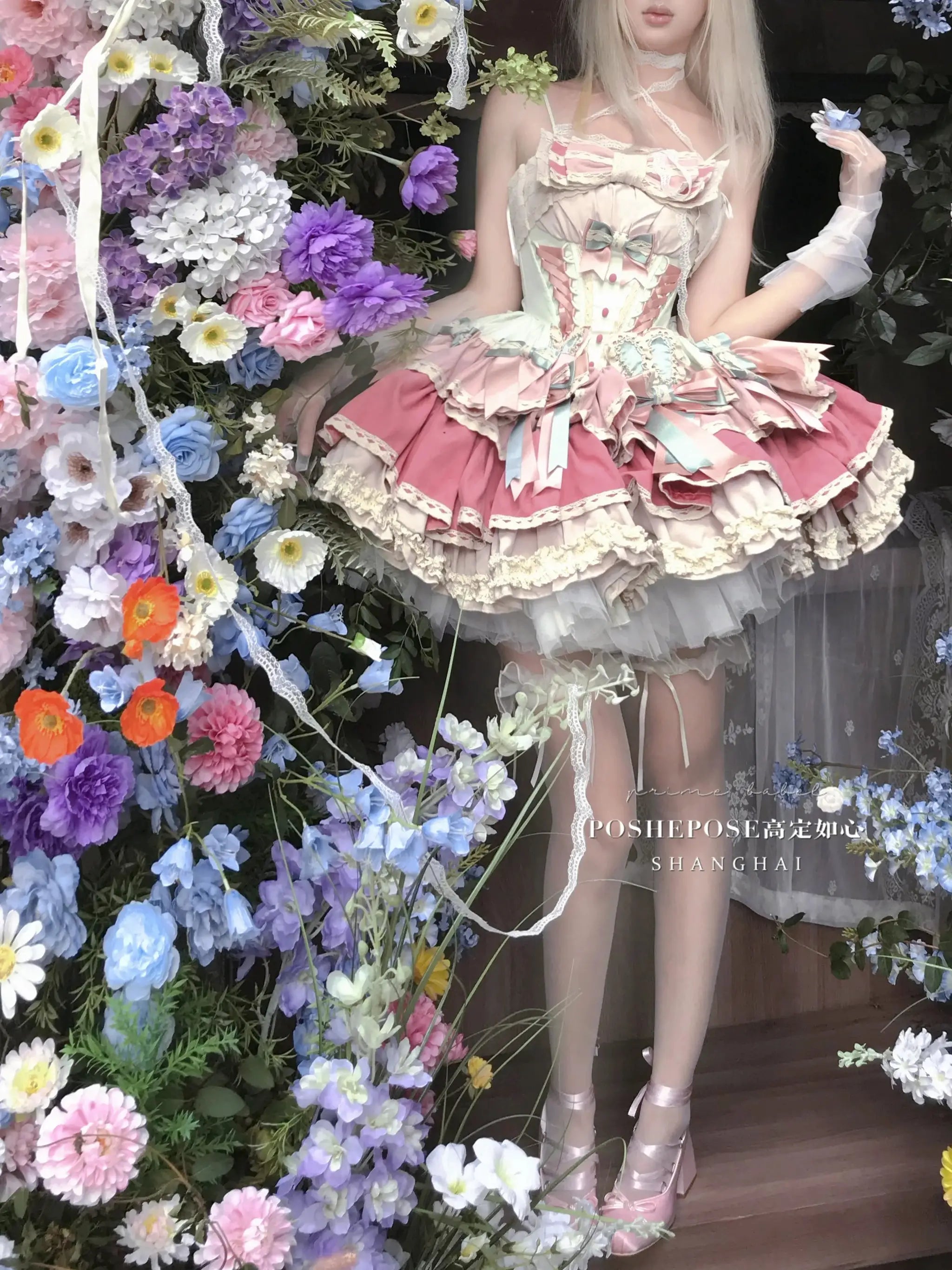 Girls Birthday Lolita Dress Tube Top Satin Bowknot Pettiskirt Mini