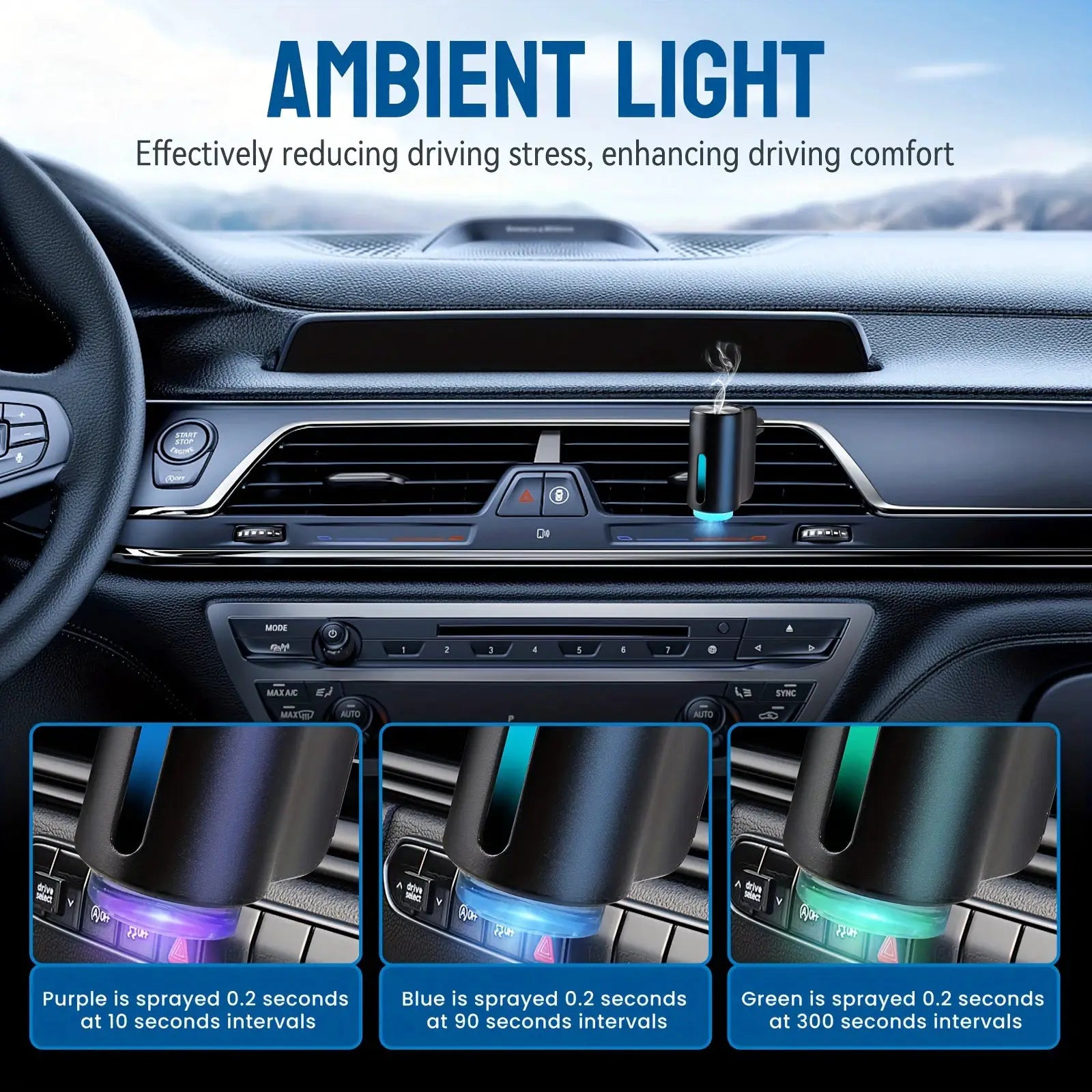Car Diffuser Purifier Humidifier AI Aromatherapy Ionizer Freshener Essential Oil Diffuser For Vehicles