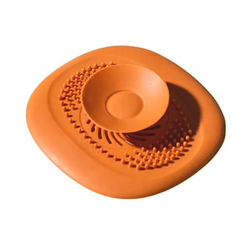 2-piece orange silicone hair catcher stopper for bathroom shower drain and sink filter