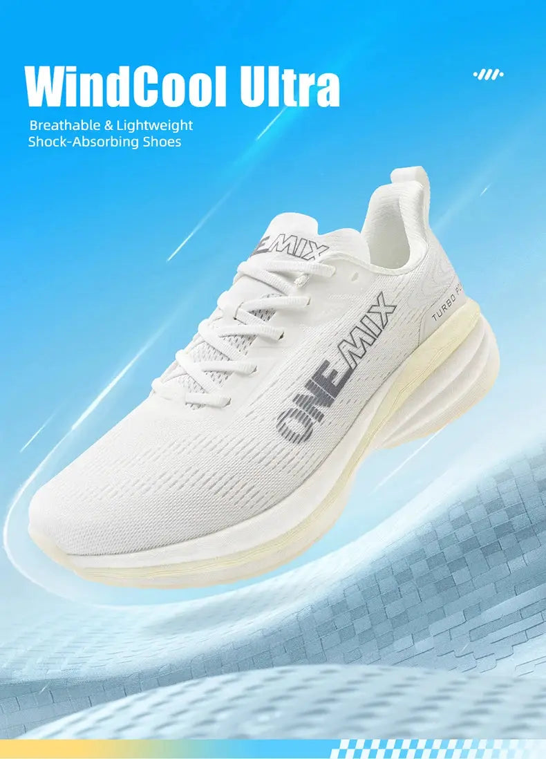 ONEMIX men's white running shoes with breathable mesh and air-cushion sole EU 35-47