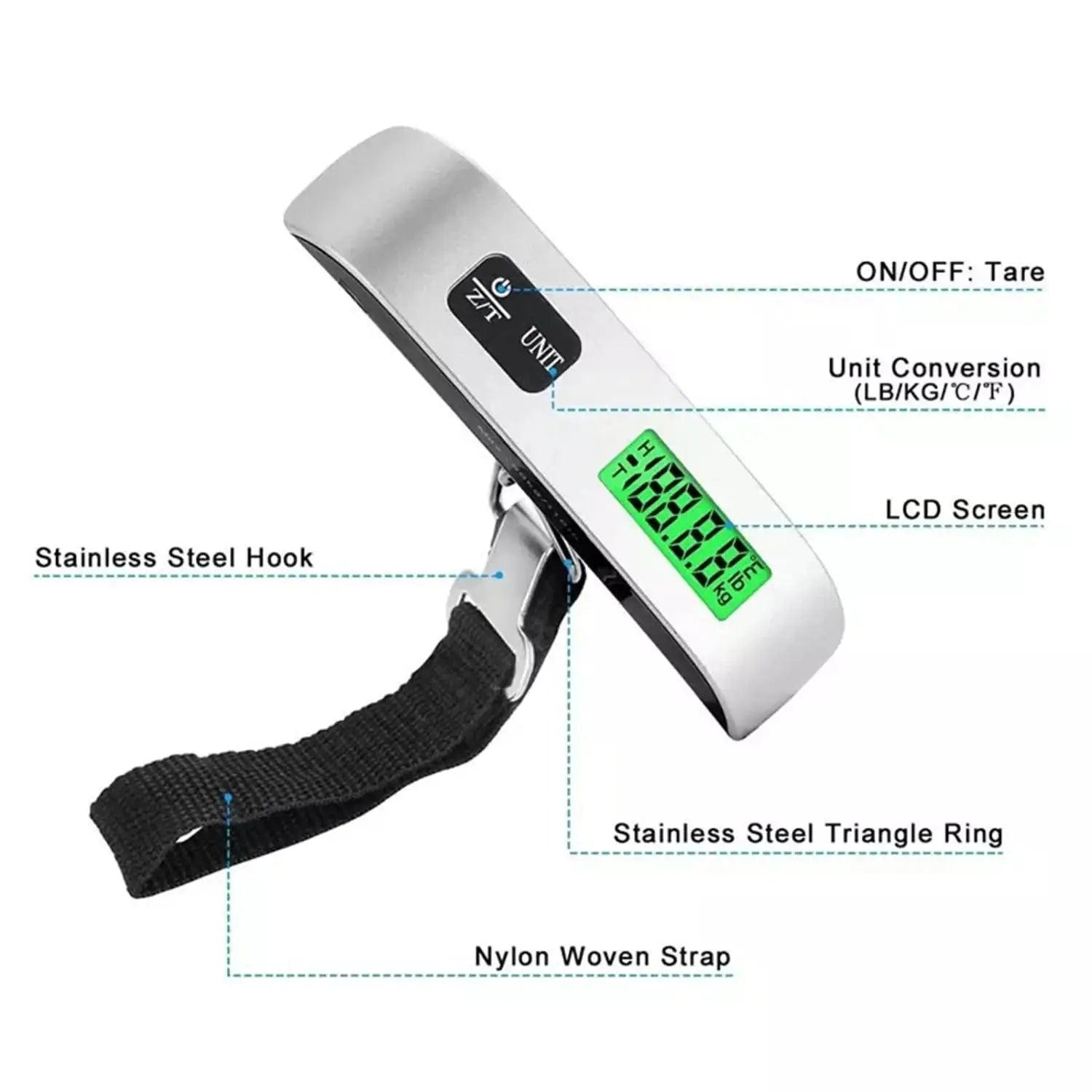 TravelEase 110lb Digital Luggage Scale Handheld for Travel Suitcases Portable Weight Scale