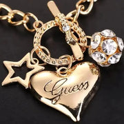 Big Heart Charm Hollow Out Star Fire Ball Bracelet for Women Imitation Pearl Cute Charm Lock Closure Ins Jewelry