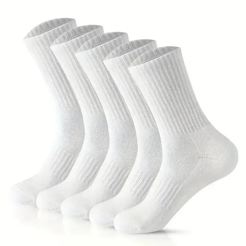 Neutral Solid Color Crew Socks Pack 5 10 20 Pairs Breathable Sweat Absorbing All Season Polyester Elastane Blend
