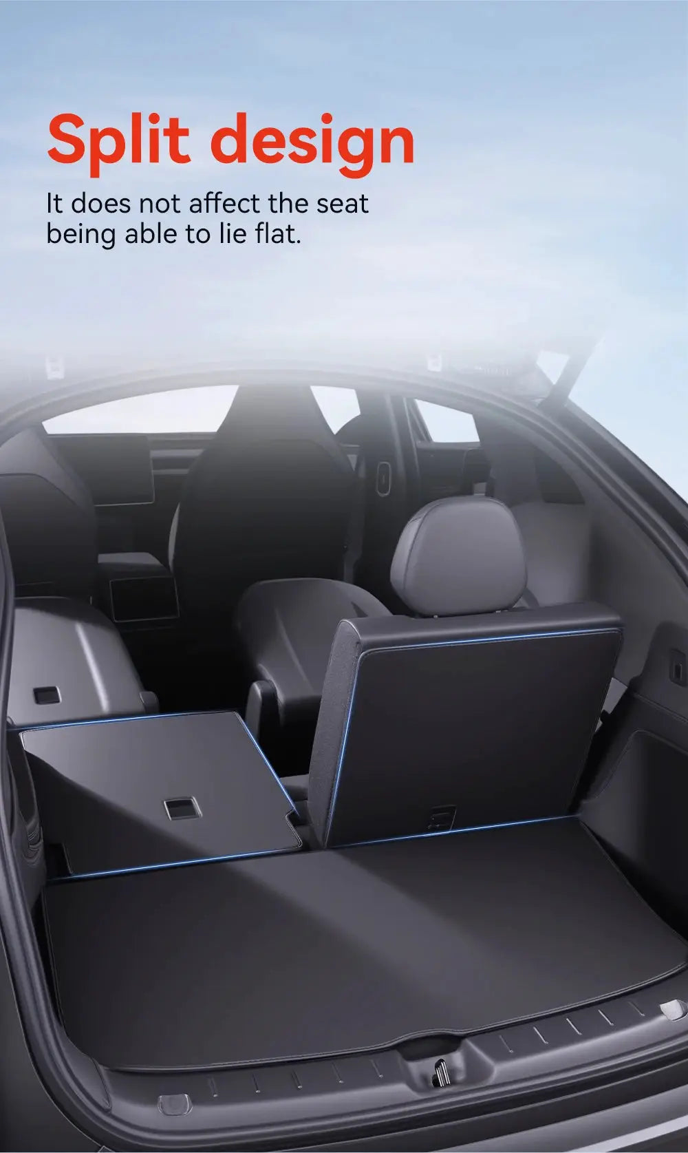 Simples Market YZ trunk mat cover for Tesla Model YL Juniper; split design, all-weather Nappa leather, full coverage