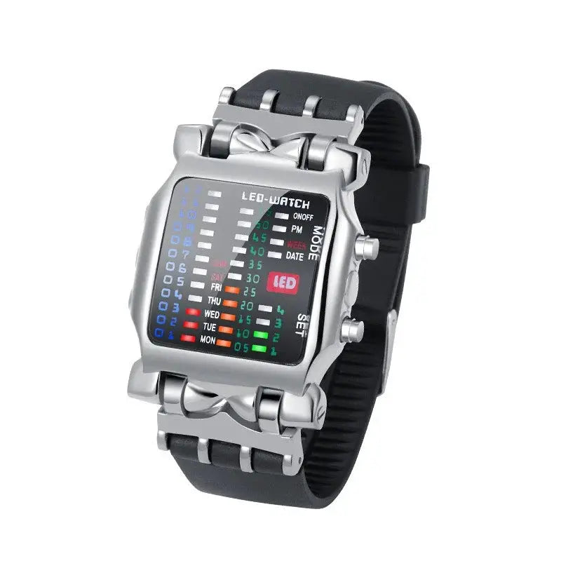 CrabTech LED Watch For Men Creative Crab Shaped Electronic Timepiece Luminous Binary Display Waterproof Multifunction