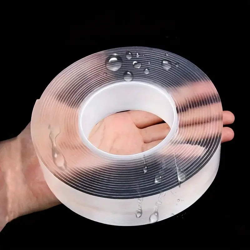 Transparent PET Double Sided Reusable Waterproof Adhesive Tape For Kitchen And Bathroom Use