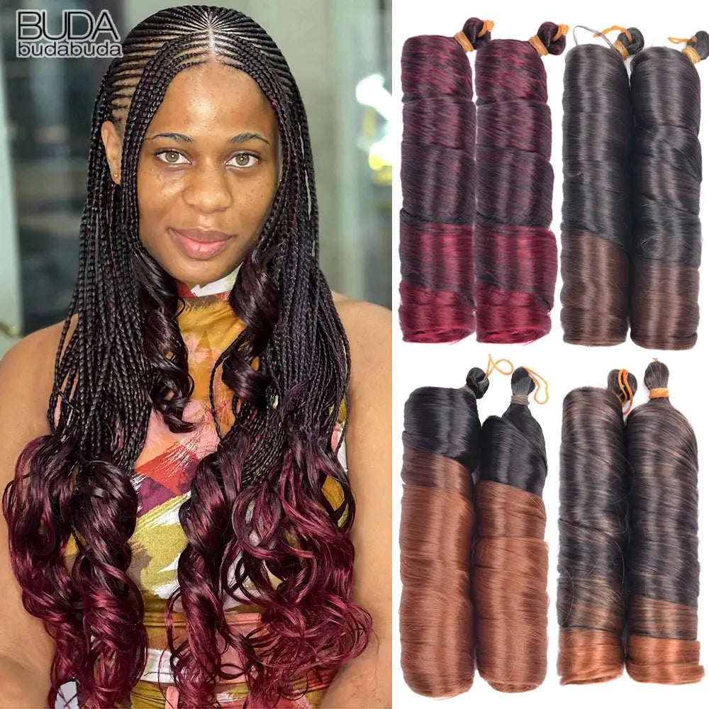French Curls Braiding Hair 24in synthetic spiral curls extensions by Simples Market; six color bundles