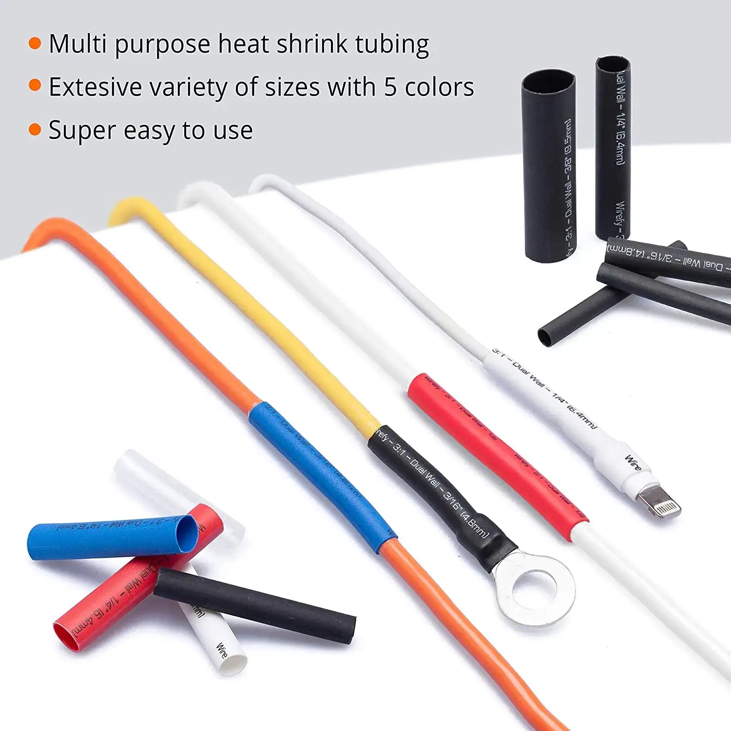 Heat Shrink Tubing Set 2 To 1 Shrink Ratio 530 328 127 Pieces With 300W Hot Air Gun