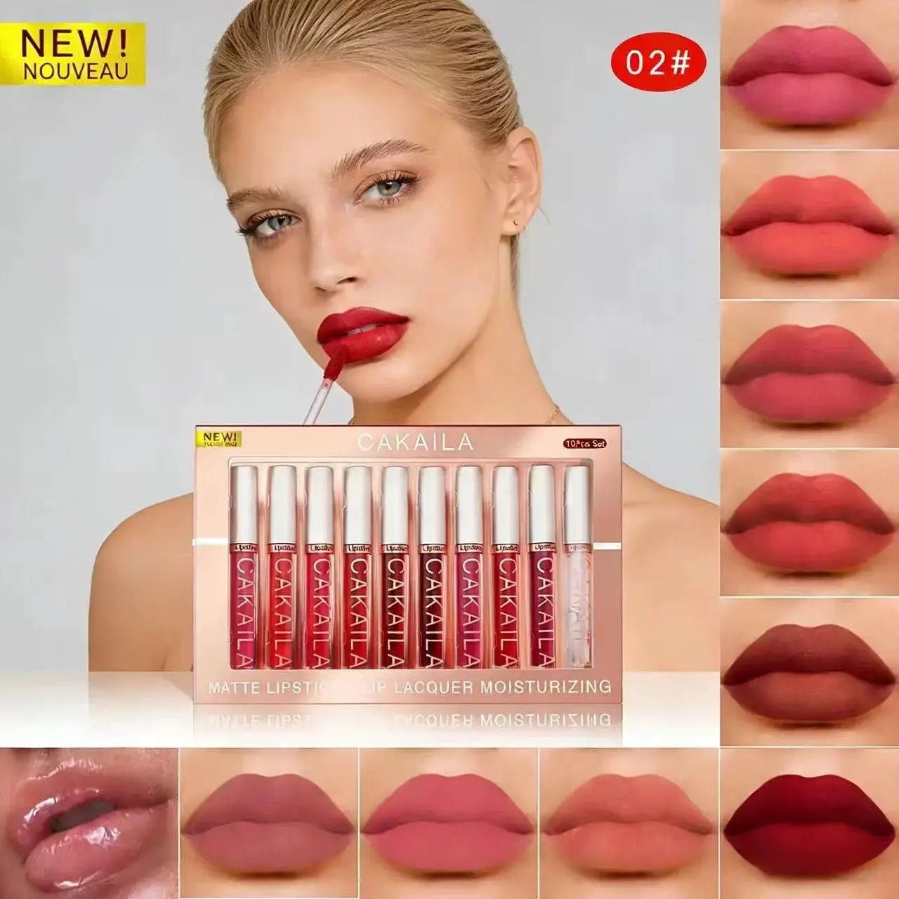 Matte Liquid Lipstick Lip Oil 10 Piece Set Waterproof Velvet Lip Gloss Long Lasting Non Transfer Nude Red Pink Makeup