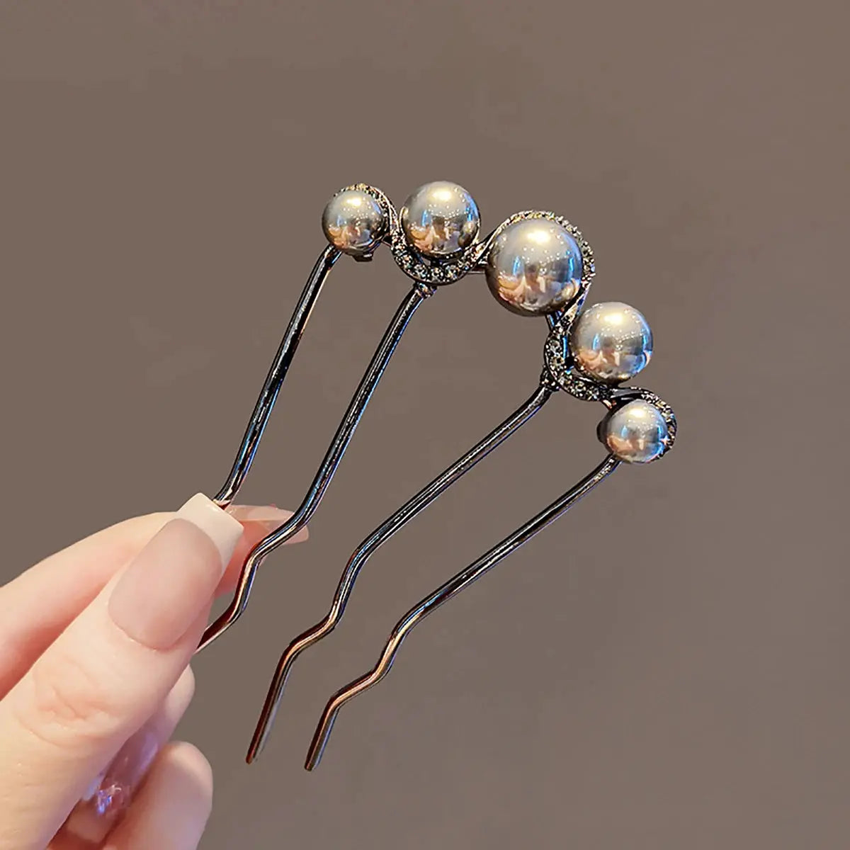 Metal U Shaped Hair Stick With Pearls For Women And Girls Easy Bun Maker Hair Accessory