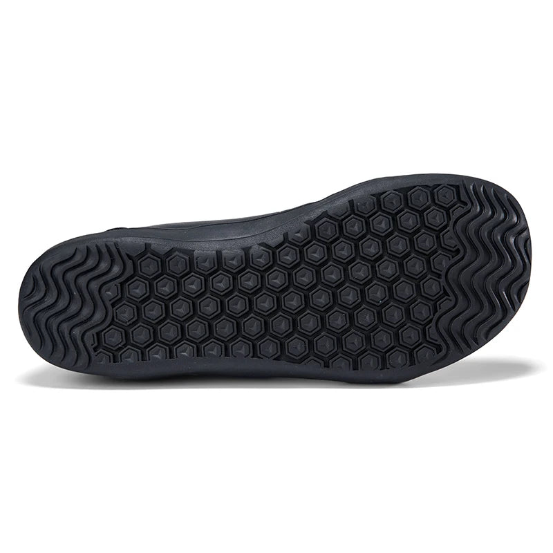 Barefoot shoes, black wide version with hexagonal tread outsole for walking.